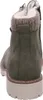 A rear view of a green boot with a white sole and faux fur lining. Produktbild-Vorschau