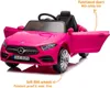 A pink toy Mercedes CLS350 electric car with its doors open, shown from the front-left. Produktbild-Vorschau
