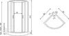 Technical drawings of a shower cabin with dimensions and specifications. Anteprima dell’immagine prodotto