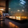A modern living room with a long, linear bioethanol fireplace. Produktbild-Vorschau