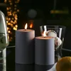 LED Stumpenkerze MIA - Kunststoff - realistische 3D Flamme - H: 10cm - outdoor - grau Produktbild-Vorschau