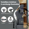 Gaming-Stuhl grau Samt ergonomisch, Massage-Lendenstütze, Produktbild-Vorschau 2