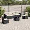 vidaXL 7-tlg. Garten-Sofagarnitur mit Kissen Schwarz Poly Produktbild-Vorschau 2