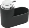 A black soap dispenser with a silver pump sits next to a black organizer tray. Produktbild-Vorschau