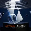 A clear phone case is shown floating in space with planets and asteroids around it. Produktbild-Vorschau