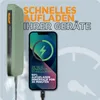 A power bank is shown charging a smartphone, with text highlighting fast charging capabilities. Produktbild-Vorschau