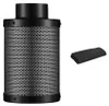A product shot of a carbon filter and a separate piece of activated carbon fabric. Produktbild-Vorschau
