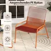 An outdoor chair with text overlays highlighting its features. Náhled obrázku produktu