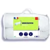 A white duvet or pillow in its clear plastic packaging with a colorful label. Produktbild-Vorschau