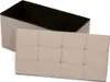 A beige storage ottoman with its lid open, revealing a black interior. Náhled obrázku produktu