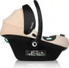 A side view of a beige and black baby car seat with its handle up, placed on a white background. Produktbild-Vorschau