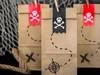Papiertüten Piraten mit Totenkopf Aufklebern 6er Set natur Produktbild-Vorschau 3