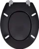 A black toilet seat shown from a top-down view against a white background. Produktbild-Vorschau