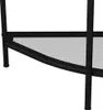 A close-up view of the lower section of a black metal console table with a mesh shelf. Anteprima dell’immagine prodotto