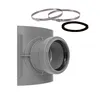 A gray plastic pipe fitting with two metal hose clamps and a black rubber gasket on a white background. Anteprima dell’immagine prodotto