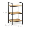 Relaxdays Standregal 3 Ablagen, Bambus & Metall, offenes Produktbild-Vorschau 4