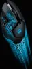 A gaming mouse with internal components visible, emitting a blue glow and trail. Produktbild-Vorschau