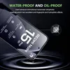A smartphone screen protector is shown with marketing text highlighting its features. Produktbild-Vorschau