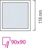 A diagram showing a square fixture with dimensions and a size indication. Anteprima dell’immagine prodotto