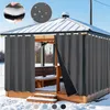 A gazebo covered in snow with dark gray curtains hanging. Anteprima dell’immagine prodotto