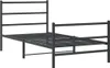 A black metal bed frame with a headboard and footboard, shown from a side angle against a white background. Podgląd zdjęcia produktu