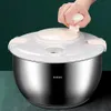 6L Salatschleuder Edelstahl Gemüsewäscher mit Deckel Produktbild-Vorschau 6