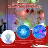 A white Christmas tree decorated with ornaments and lights, with close-up insets showing details of the lights and star topper. Produktbild-Vorschau