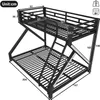 A diagram of a black metal bunk bed with dimensions labeled in centimeters. Podgląd zdjęcia produktu