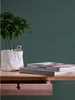 A plant in a white paper bag planter sits on a wooden desk next to two books. An open drawer is visible below the desk. Produktbild-Vorschau
