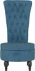 Polsterstuhl mit Hoher Rückenlehne Blau Samt Knopfheftung Produktbild-Vorschau 3