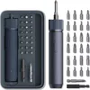 A product shot of an electric screwdriver set with multiple bits, displayed in its case and separately. Podgląd zdjęcia produktu