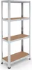 A four-shelf metal storage rack with brown shelves, shown against a white background. Anteprima dell’immagine prodotto