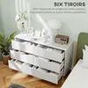 HOMCOM Commode 6 tiroirs meuble de rangement 5 pieds Voir les images du produit 4