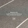 A close-up of a textured gray fabric with white stripes, featuring text and a circular icon. Produktbild-Vorschau