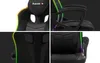 A collage of four close-up images of a black gaming chair with RGB LED lighting. Anteprima dell’immagine prodotto