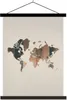 MuchoWow® Textilposter Weltkarte - Holz - Braun 60x80 cm Produktbild-Vorschau 1