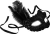 Venezianische Maske mit seitlicher Feder - schwarz Produktbild-Vorschau 3