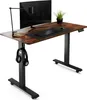 A standing desk with a monitor, keyboard, mouse, lamp, and headphones. Náhled obrázku produktu