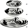 Three oval plates with a black palm leaf pattern on a white background. Náhľad obrázku produktu