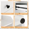 A collage of four close-up images detailing features of a white cabinet. Podgląd zdjęcia produktu