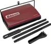 A mechanical broom and its accessories are displayed against a white background. Produktbild-Vorschau
