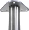 A close-up view of the top of a stainless steel table leg with a mounting plate. Voir les images du produit