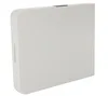 A white folding table is shown from a diagonal side view, closed and standing upright. Produktbild-Vorschau