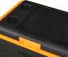 A close-up view of the top of a black and orange cooler box. Produktbild-Vorschau