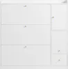 A white shoe cabinet with multiple compartments and drawers. Produktbild-Vorschau
