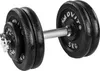 A black adjustable dumbbell set with weight plates on a white background. Produktbild-Vorschau