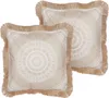 BELIANI Sada 2 polštářů béžová a bílá polyester 45 x 45 cm Náhled obrázku produktu 1