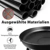 Marketing image showing metal pipes and a fire pit with feature callouts. Náhled obrázku produktu