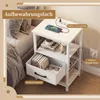 COSTWAY 2er Nachttische, Nachtschrank mit Ladestation, 2 Produktbild-Vorschau 4