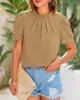 ASKSA Damen Chiffon Blusen Stehkragen Elegant Falten Produktbild-Vorschau 6